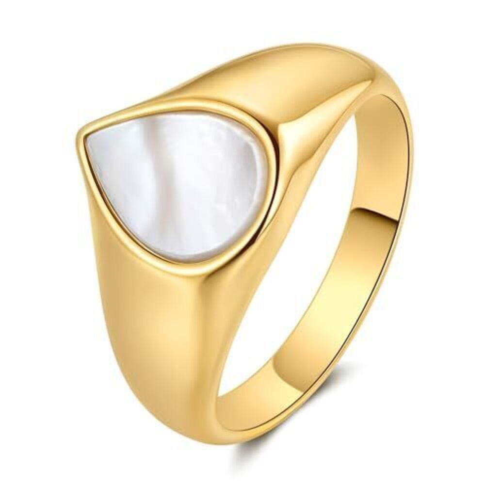 7645 Gold Signet Rings Non Tarnish Dainty Ring, Waterproof 18K Gold Plated